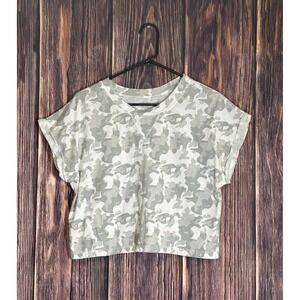 Legend Crop Top Womens S Gray White Camo Short Sleeve Streetwear Casual
